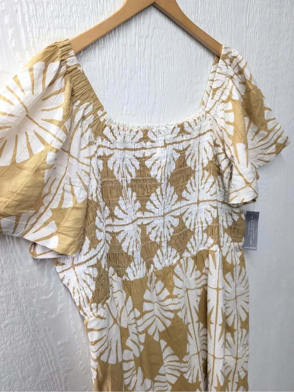 NWT Lane Bryant Smocked Bodice Block Print Maxi Dress Summer Travel Beach 26/28 - Picture 3 of 9